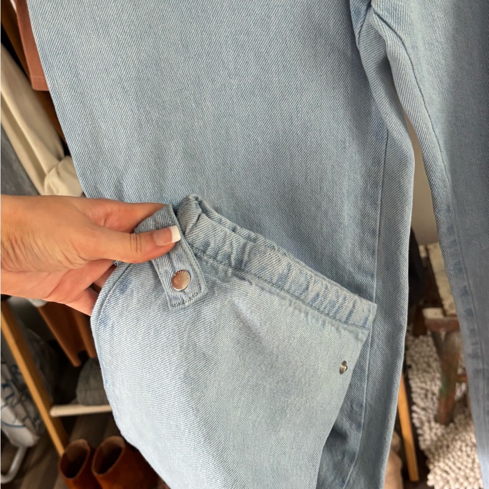 Mango Denim Light Wash Cargo Jeans - Picture 8 of 10